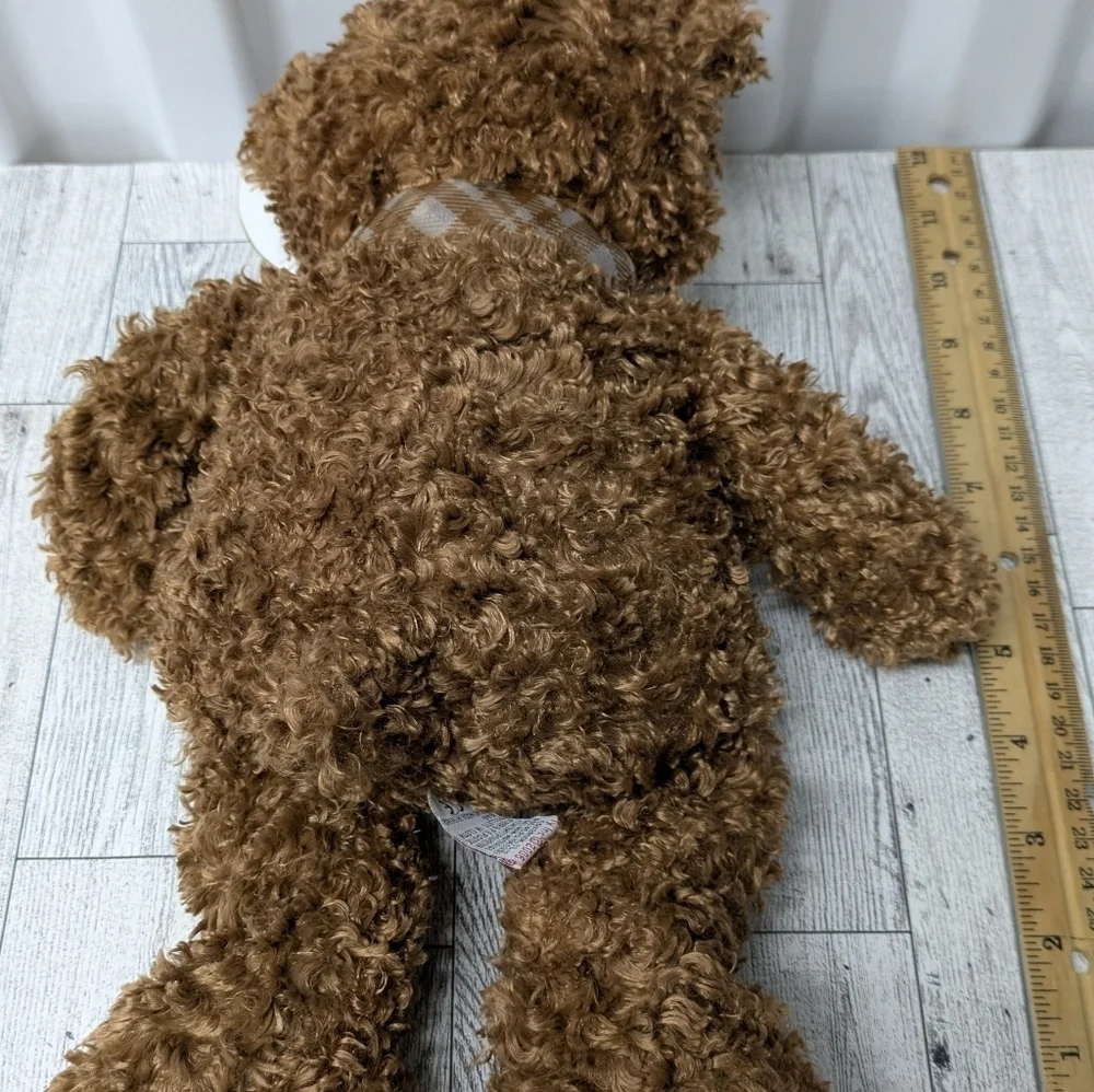 Ty Eureka Fluffy Brown Bear with Plaid Bow